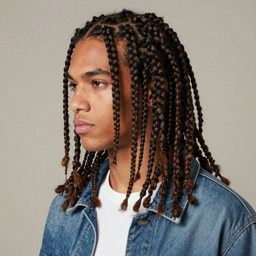 Thin Braids with Natural Hair Texture