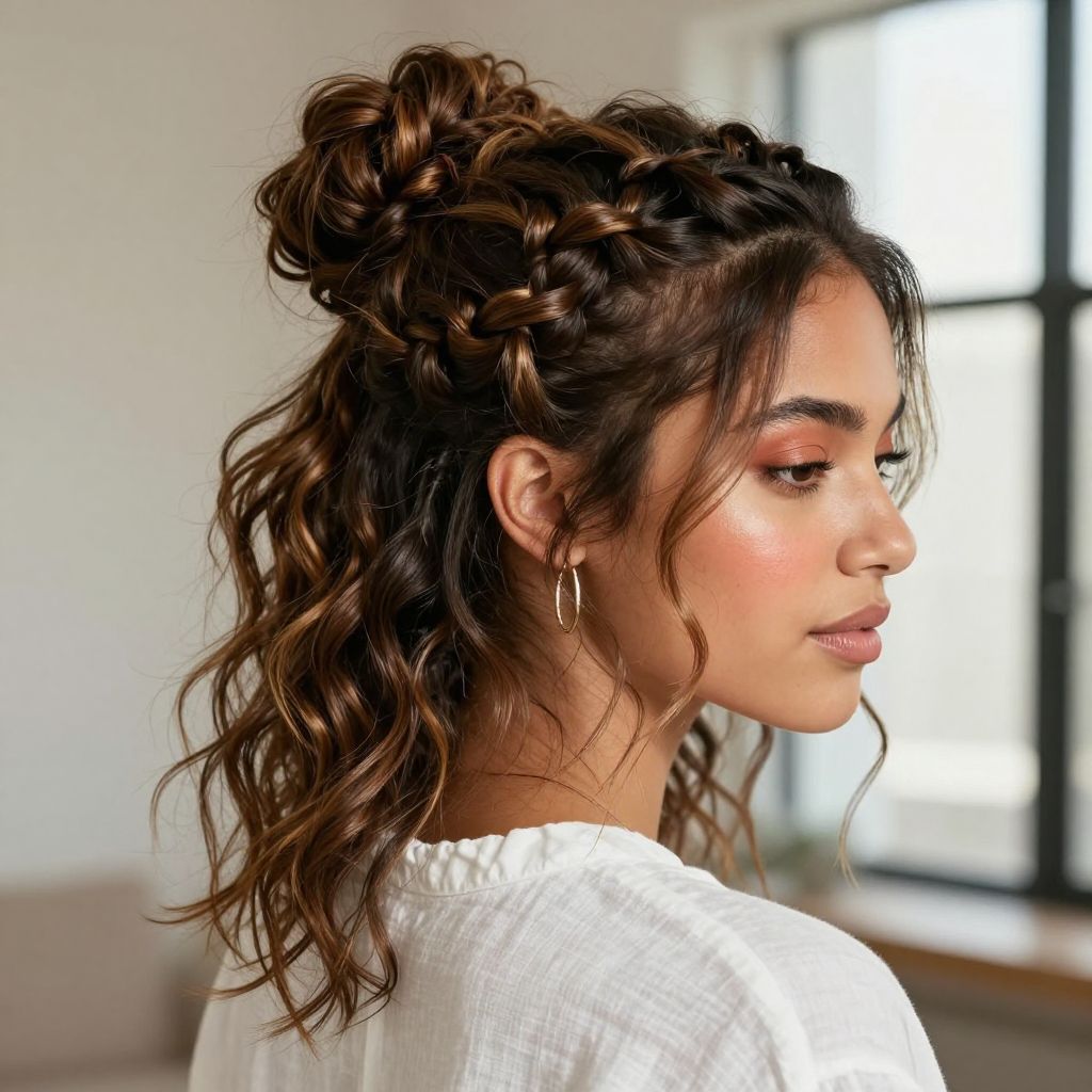 The Messy Bun with Micro Braids