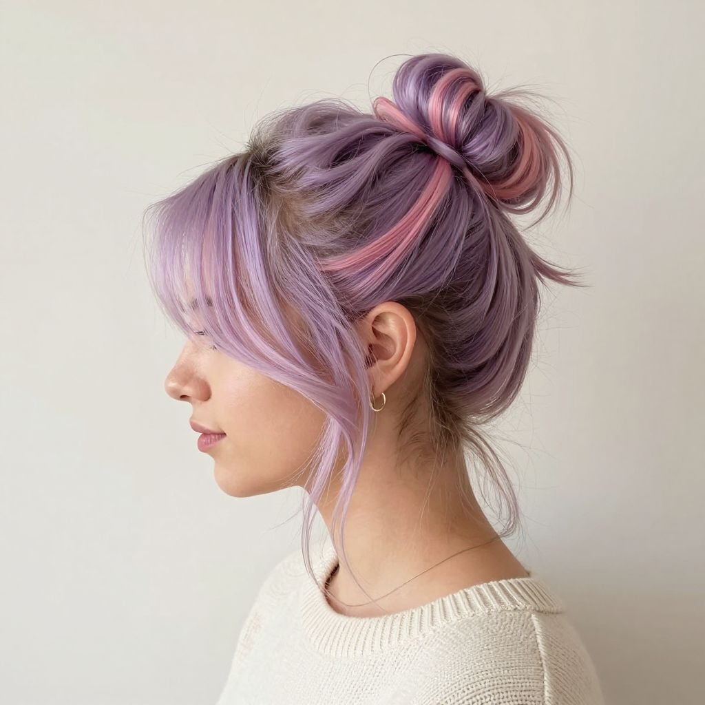 The Messy Bun with a Peekaboo Color