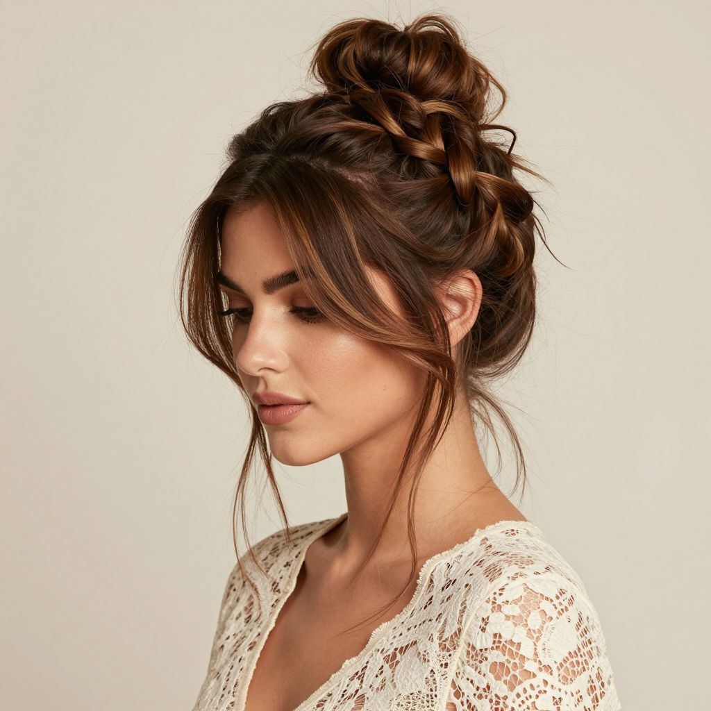 The Messy Braided Crown Bun