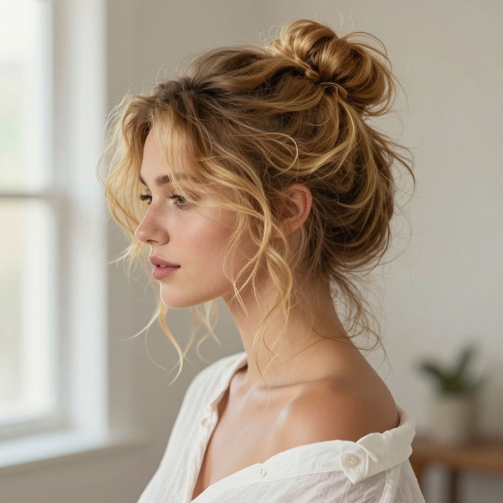 The Messy Bun with Soft Curls