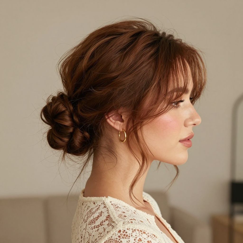 The Messy Bun with Twisted Side Sections
