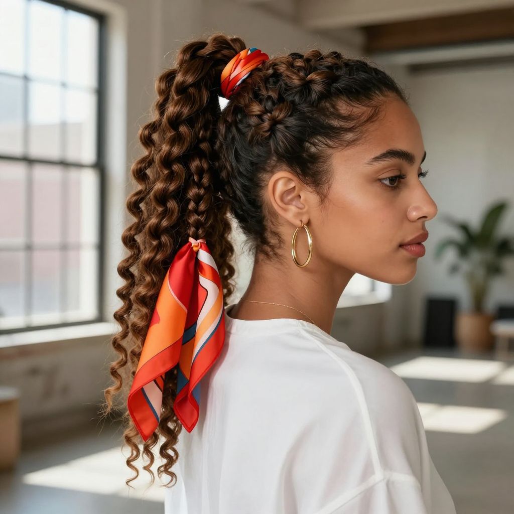Mini Twist Ponytail with Scarf