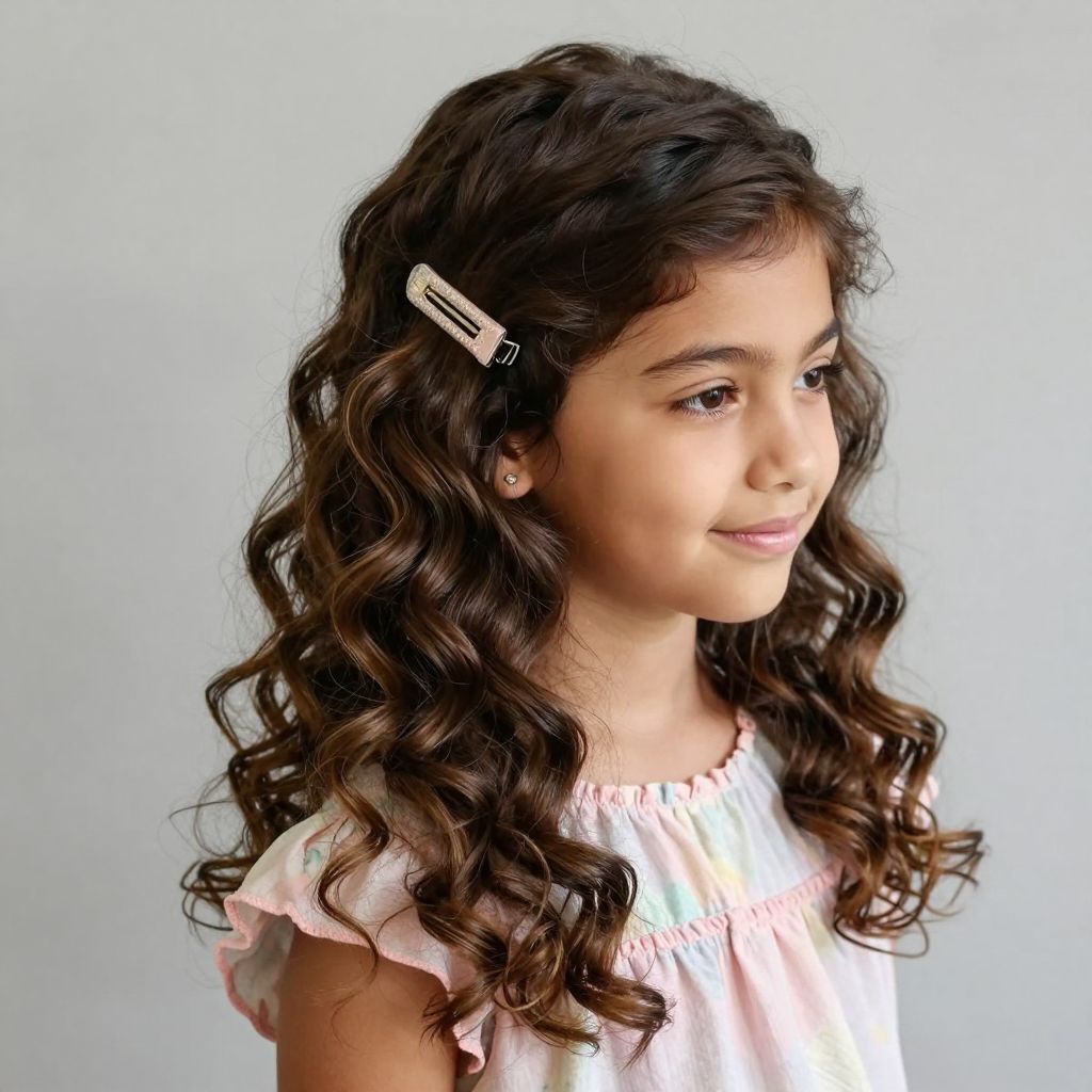 Side Swept Curls with Clip Accent