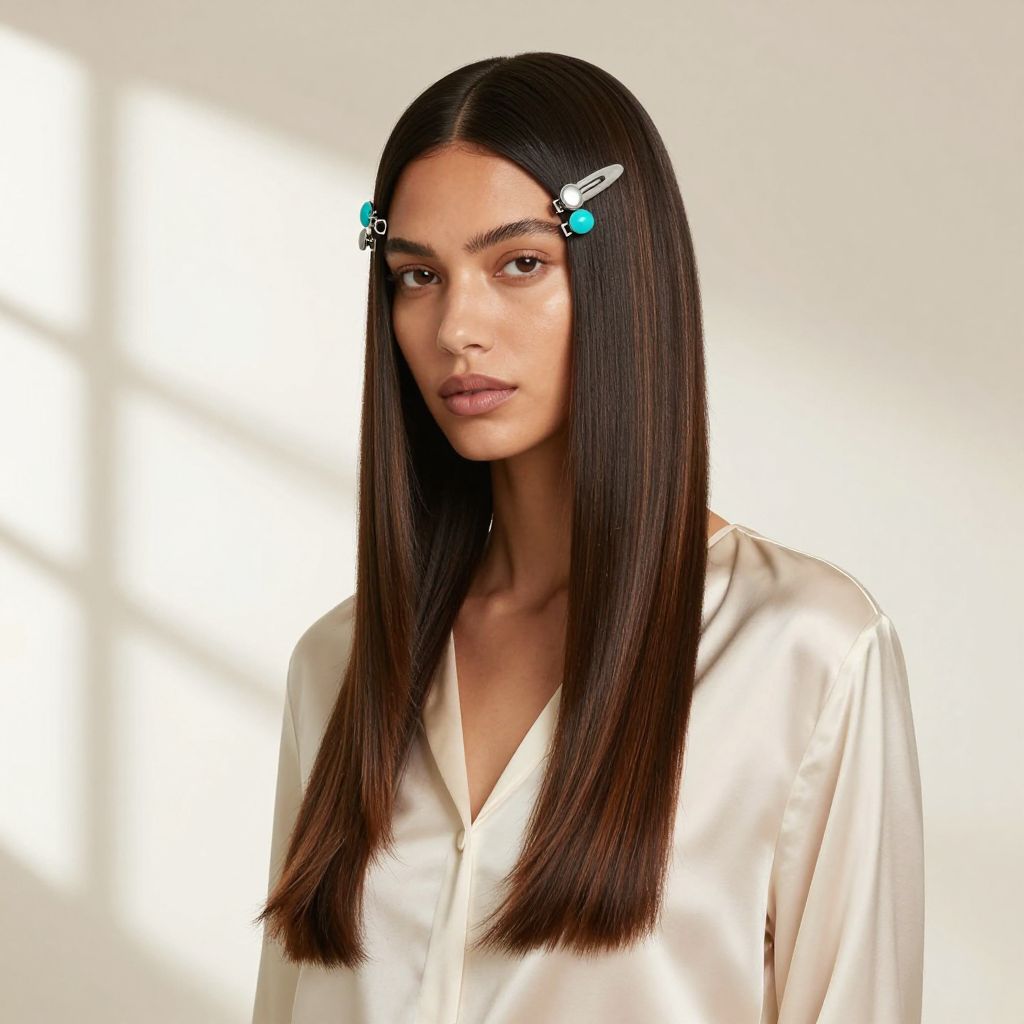 Long Straight Hair with Decorative Clips