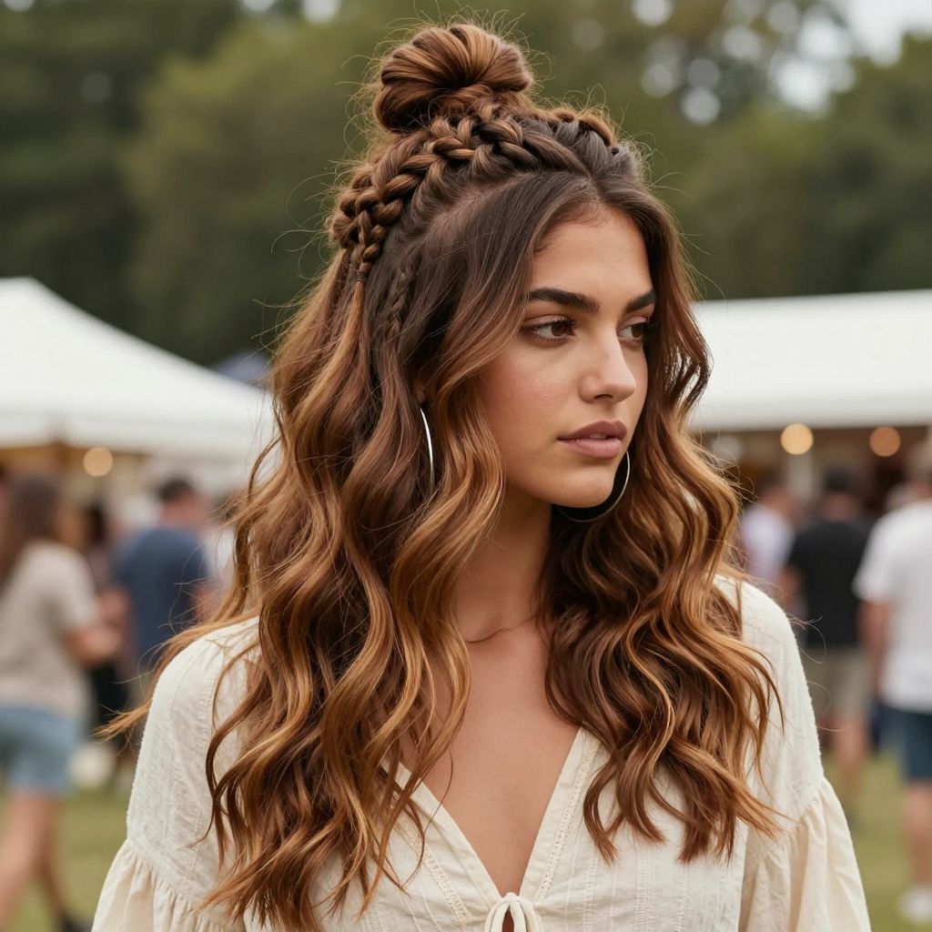 Half Up Braided Top Knot