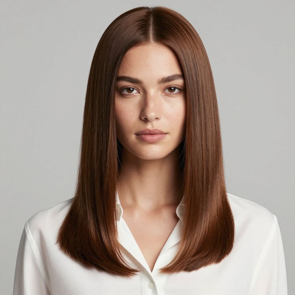 Straight Hair with Middle Part