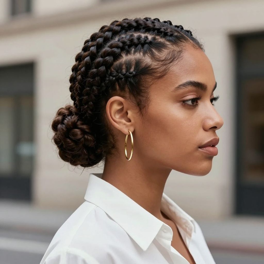 Cornrow Braids into Bun