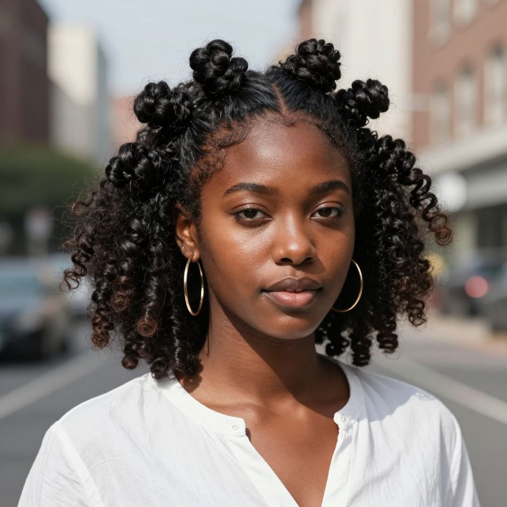 Side Part Bantu Knots