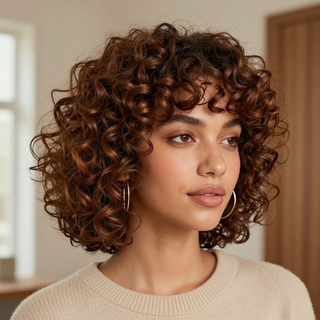 The Curly Fringe with Soft Layers