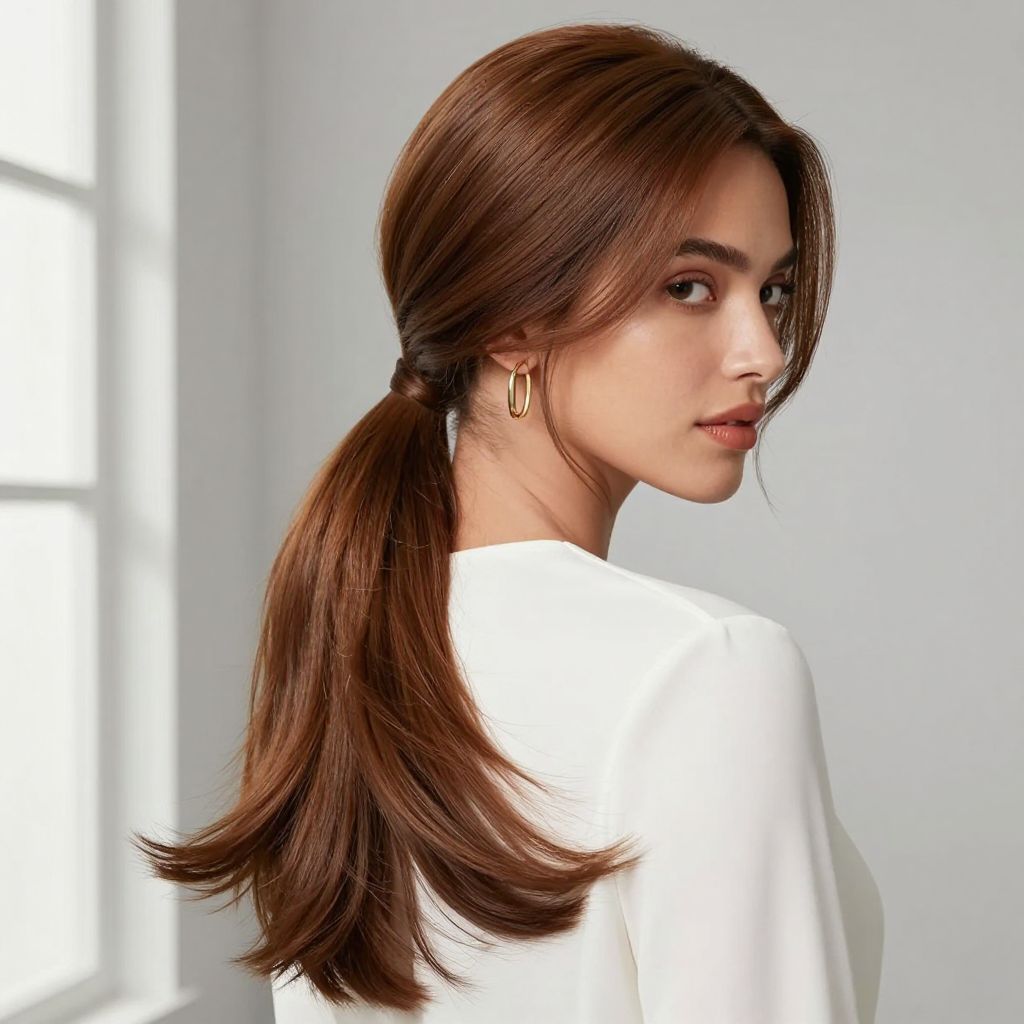 Sleek Low Ponytail with Volume Crown