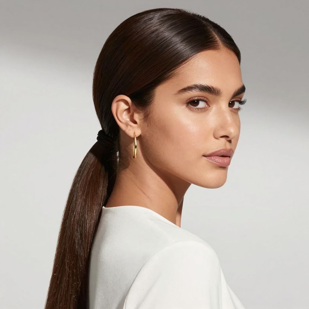 Slick Low Ponytail with Side Part
