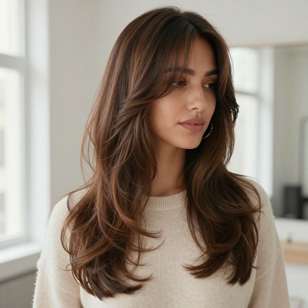 Side-Swept Bangs with Long Layers