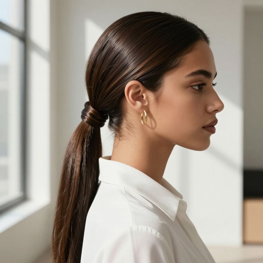 Sleek Ponytail with Low Wrap