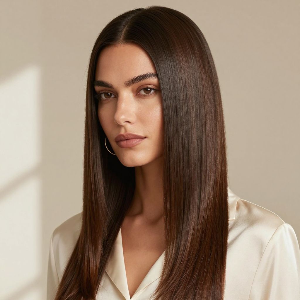 Elegant Center-Parted Sleek Hair