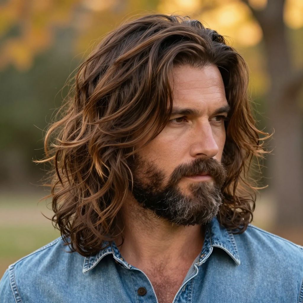 Tousled Medium Length with Beard