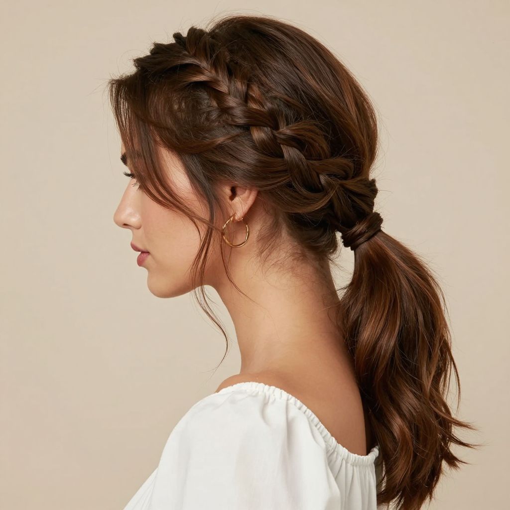 Twisted Crown Braid Ponytail