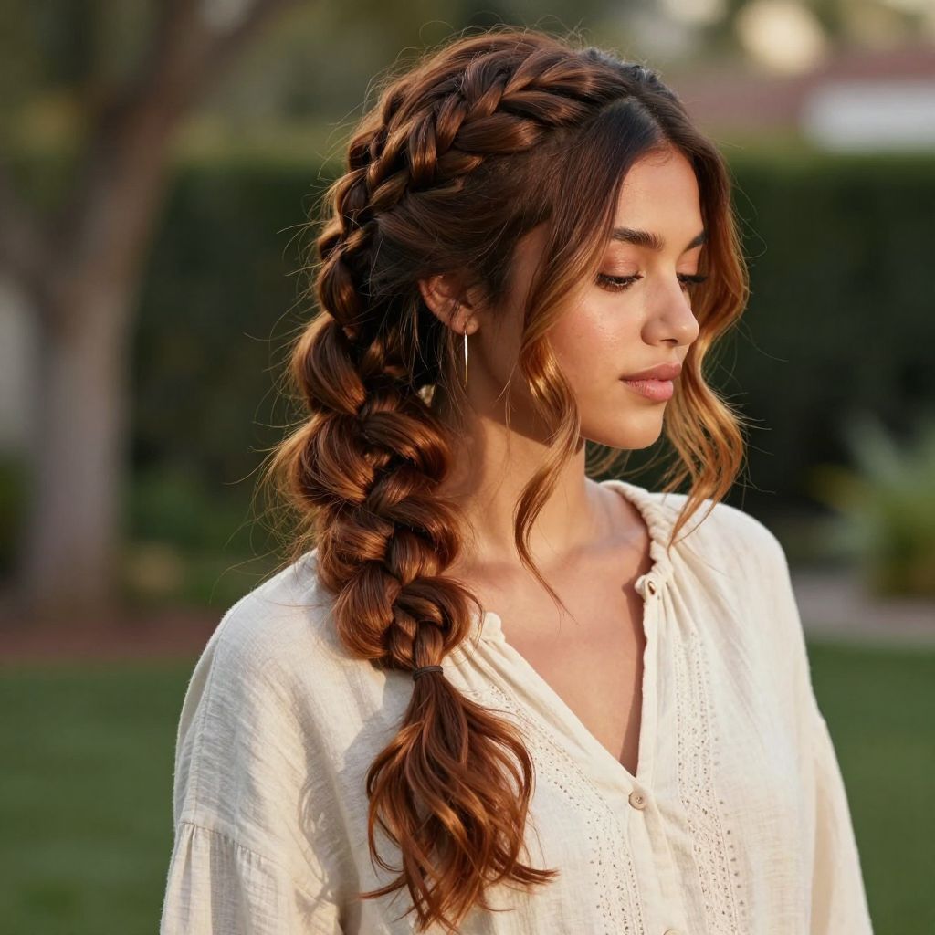 Bohemian Braided Ponytail with Twists
