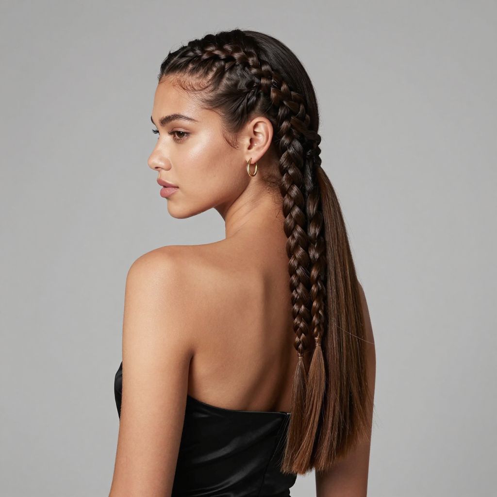 Sleek Ponytail with Intricate Mini Braids