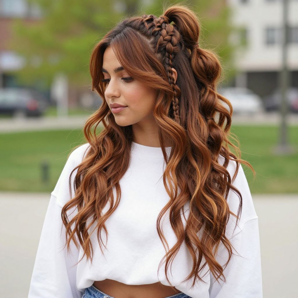 Bubble Ponytail with Braided Sections