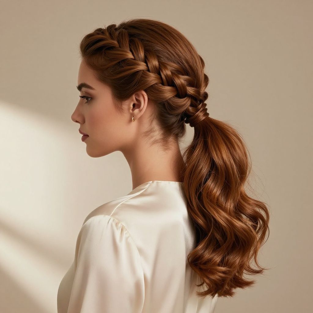 Wrapped Crown Braid Ponytail Hybrid
