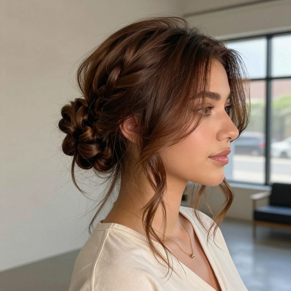 The Messy Bun with Braided Detail
