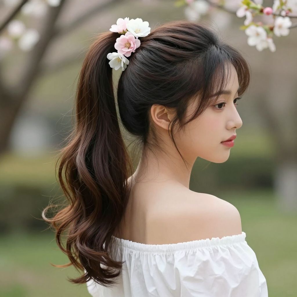 The High Pony with Floral Accents