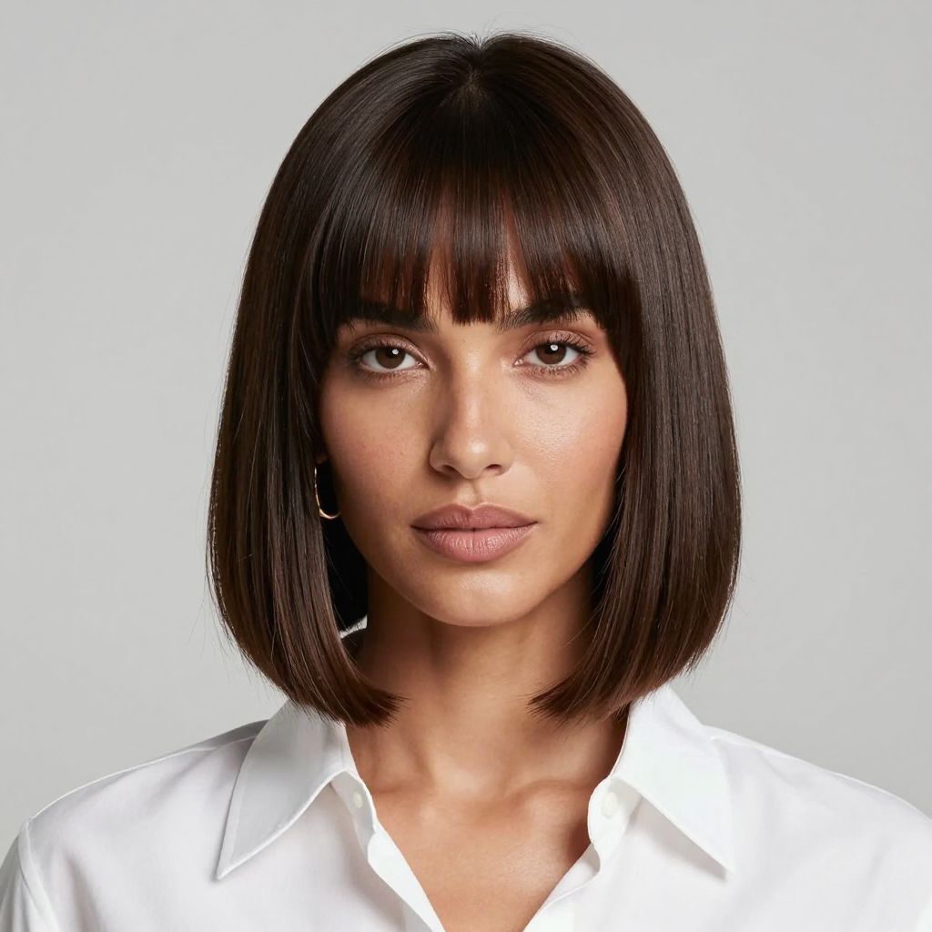 Sleek Bob with Blunt Bangs