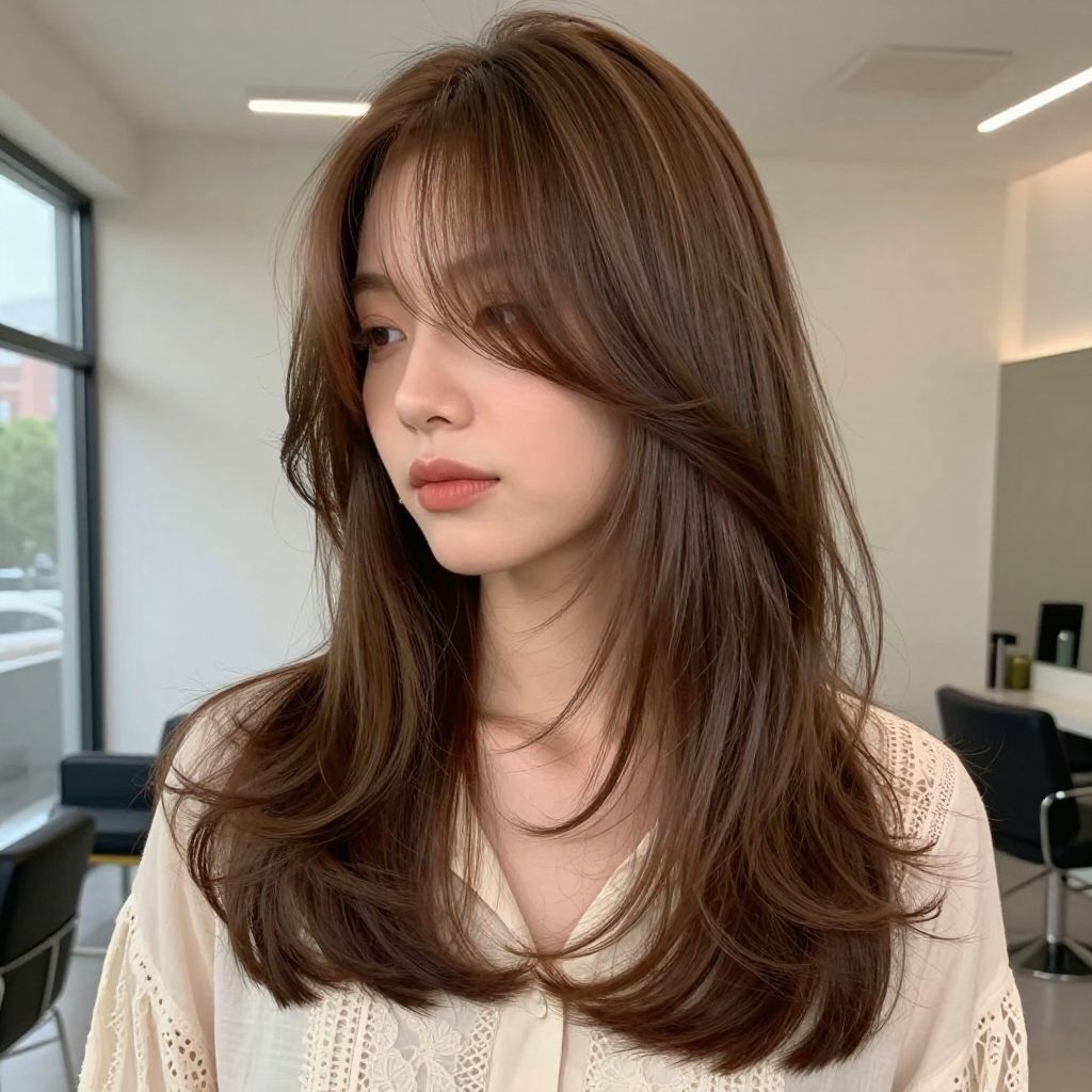 Curtain Bangs with Long Layers
