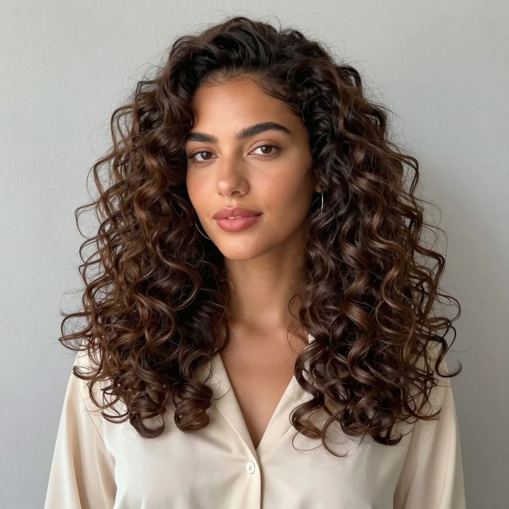 Defined Curls with Side Part