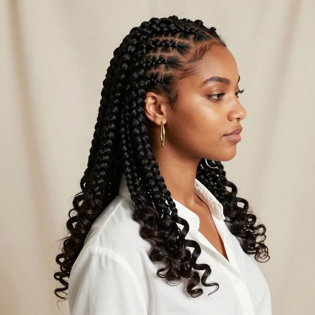 Cornrow Braids with Curled Ends
