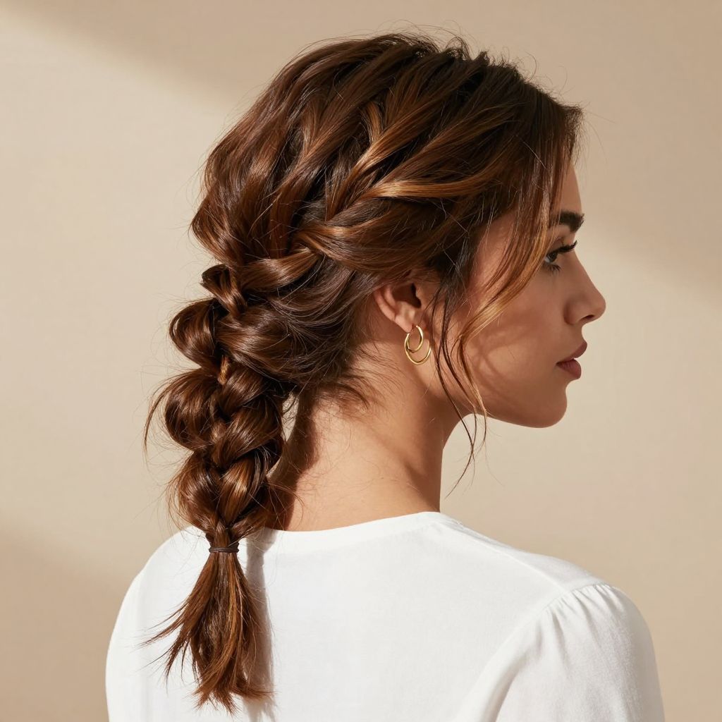 Loose Braided Bun with Volume at Roots