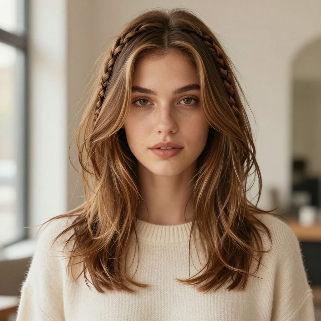 Mini Braids Accented in Loose Hair