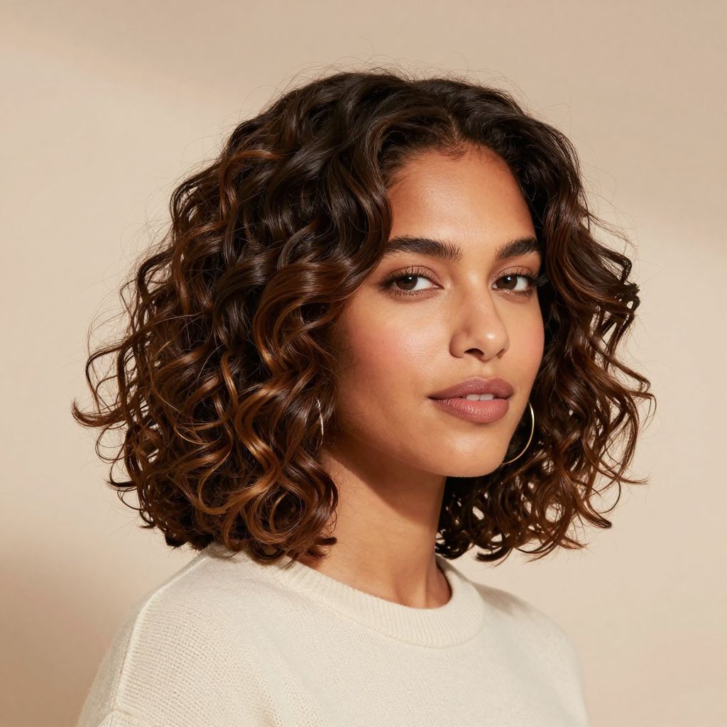 Side Parted Curly Bob