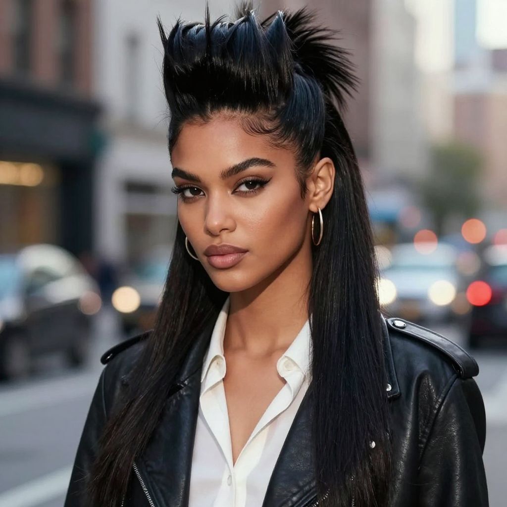 Deep Side Part with Half-Up Faux Hawk