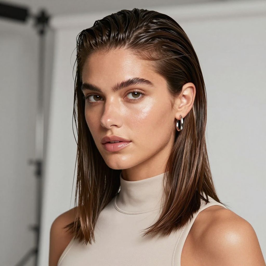 Wet Look Slicked Back