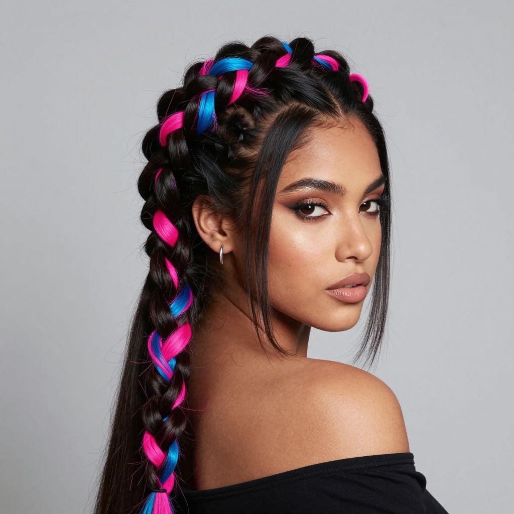 Braided Crown with Neon Accessories