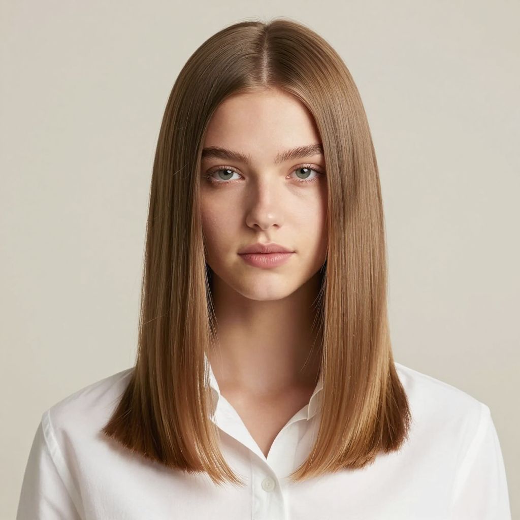 Sleek Middle Part with Natural Shine