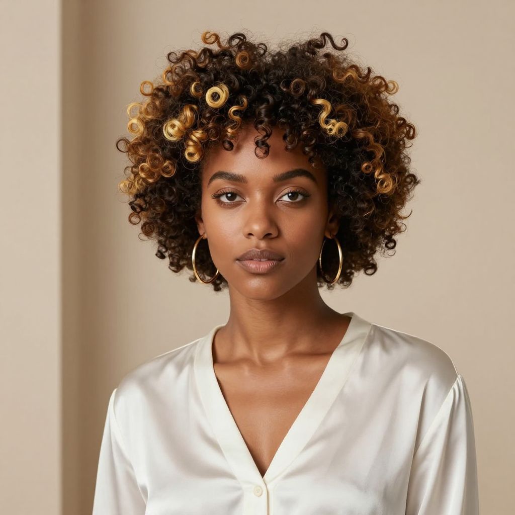 Mini Afro with Money Piece Highlights