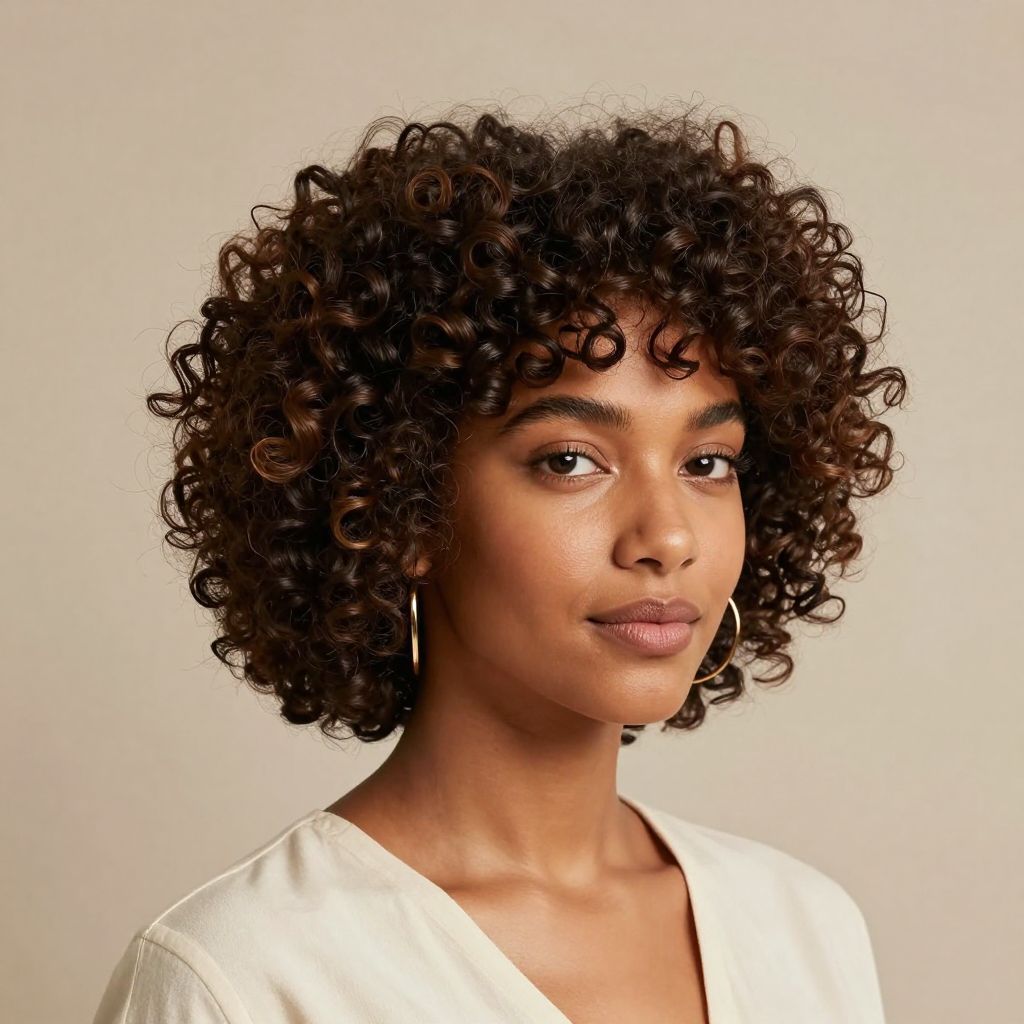 Textured Short Afro with Bangs