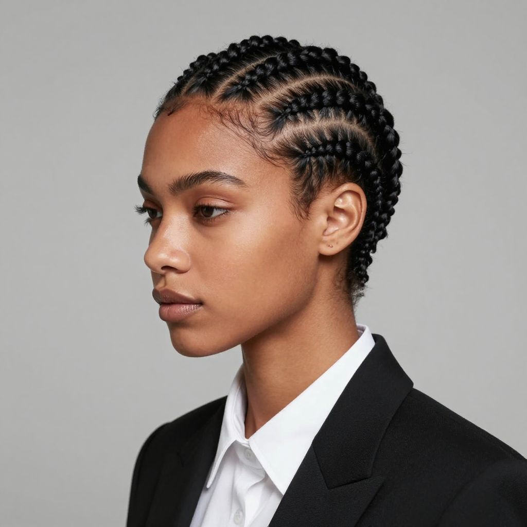 Cornrows Styled into a Pixie Cut