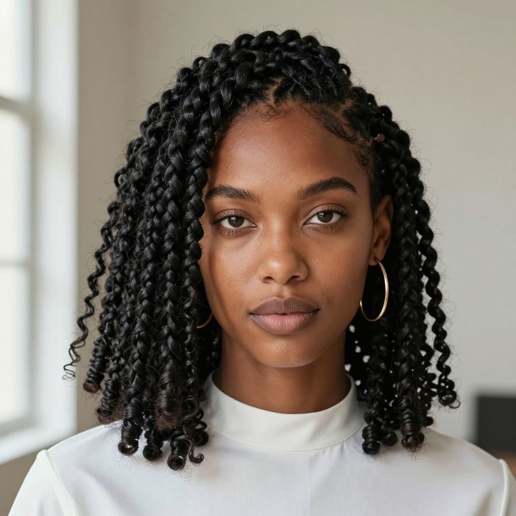 Short Senegalese Twists with Tapered Sides