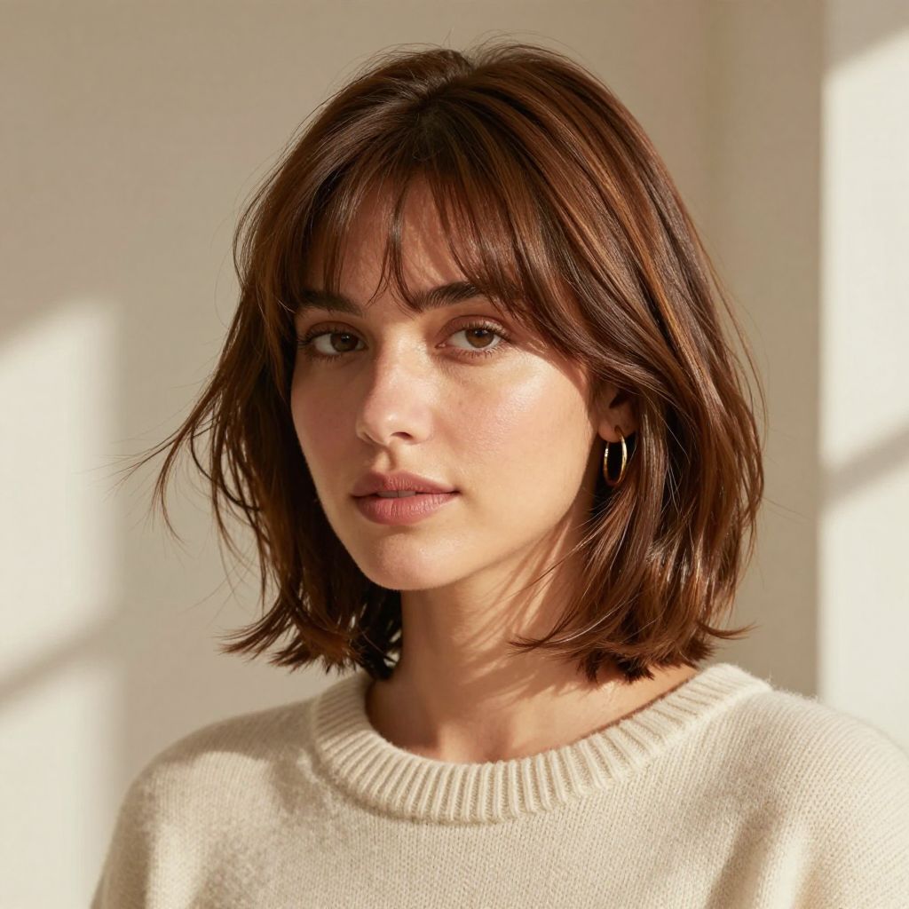 Curtain Bangs with Short Layers