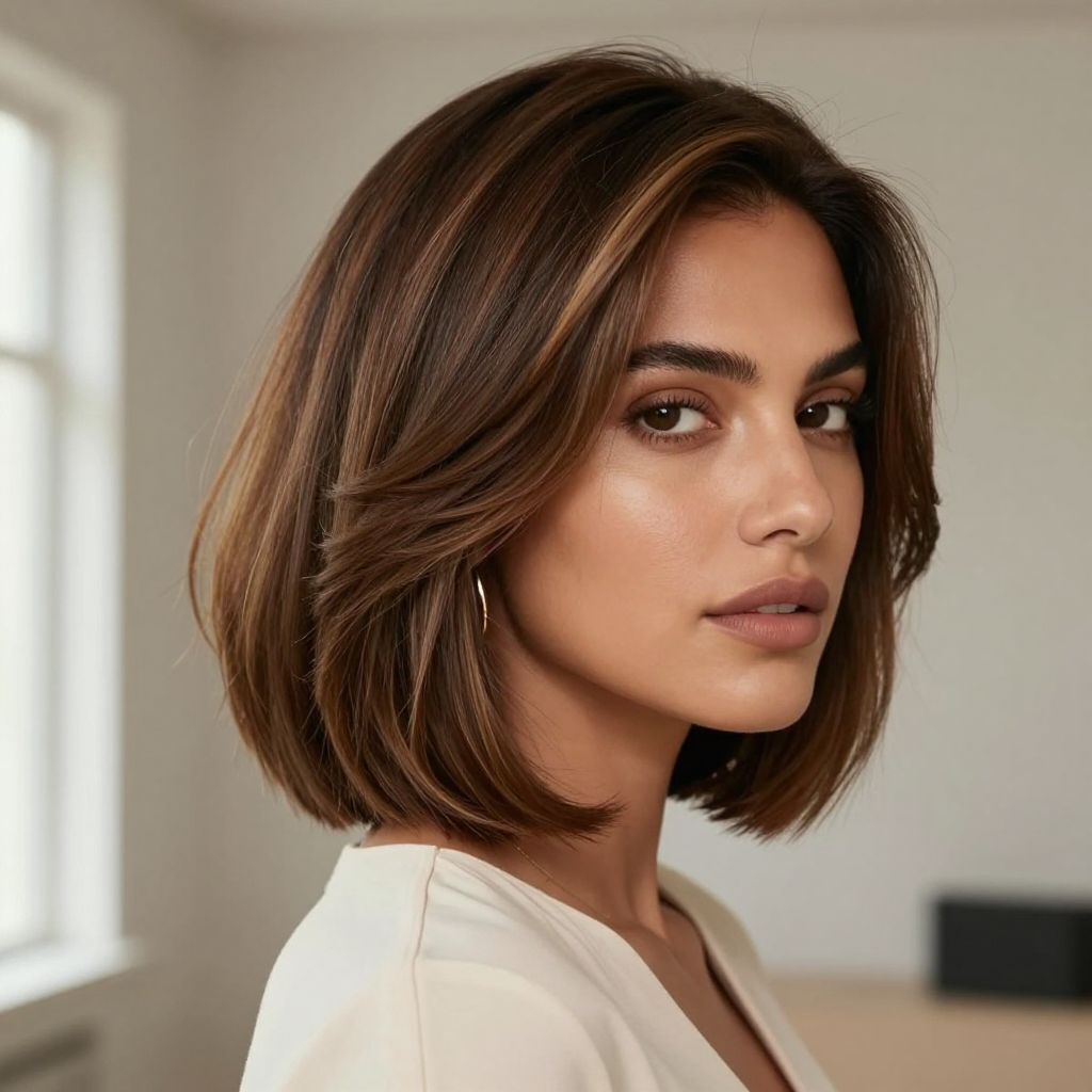 Stacked Bob with Side Swept Layers