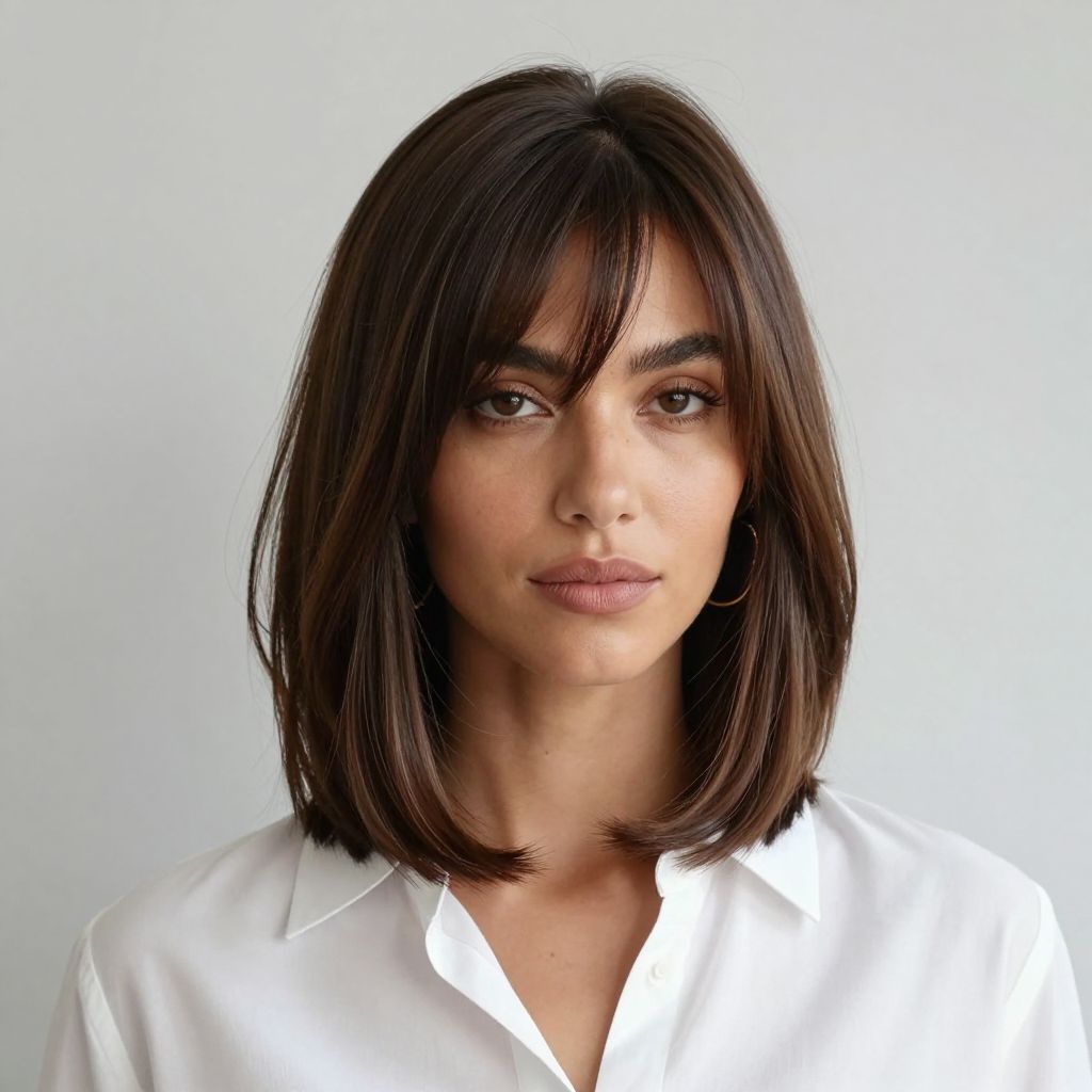 Angled Bob with Side Swept Bangs