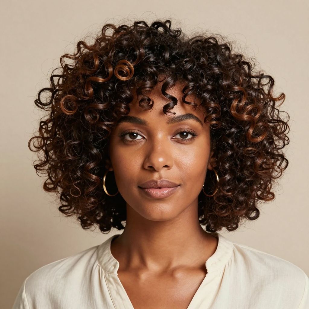 Curly Afro Bob With Defined Edges