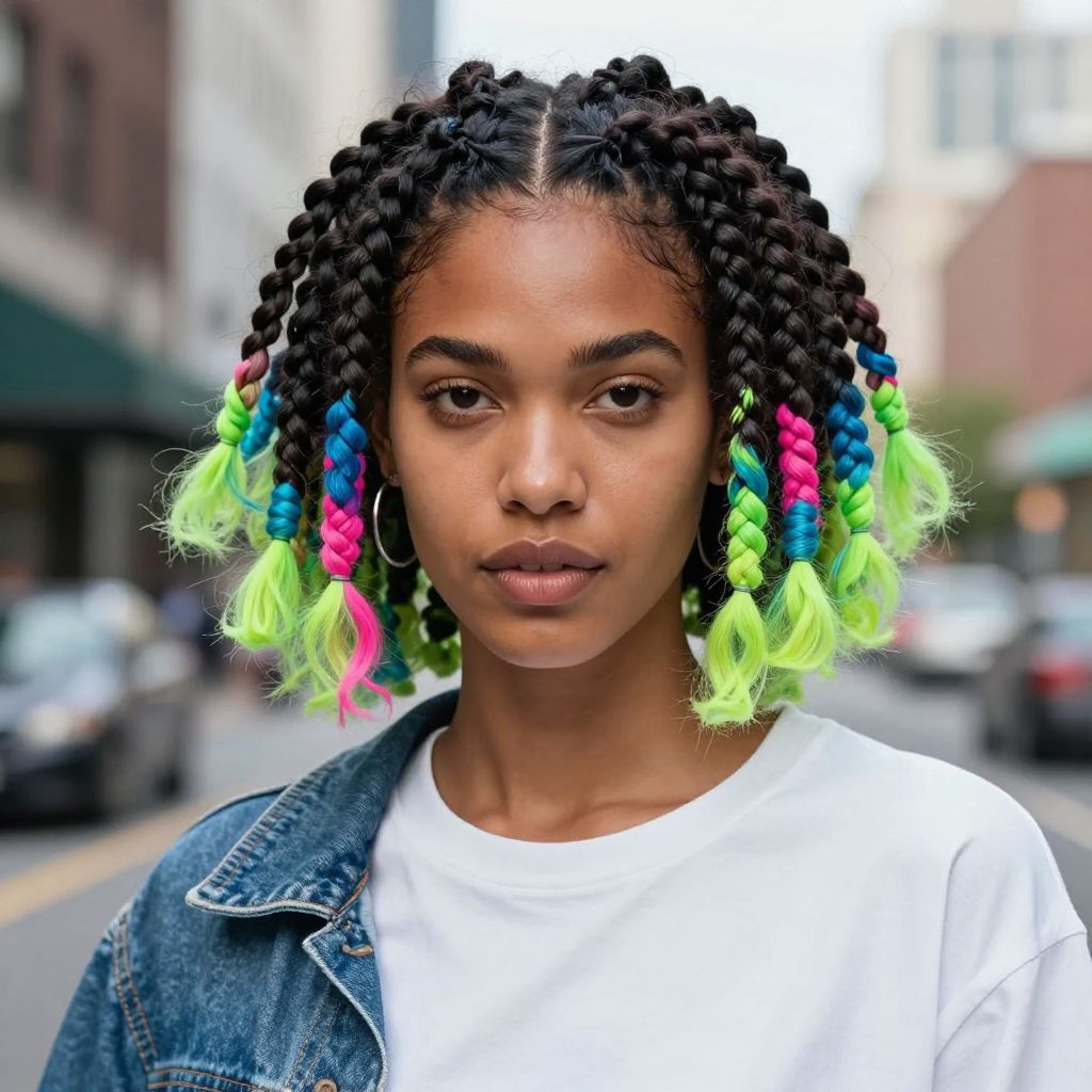 Neon Tip Twists on Short Hair
