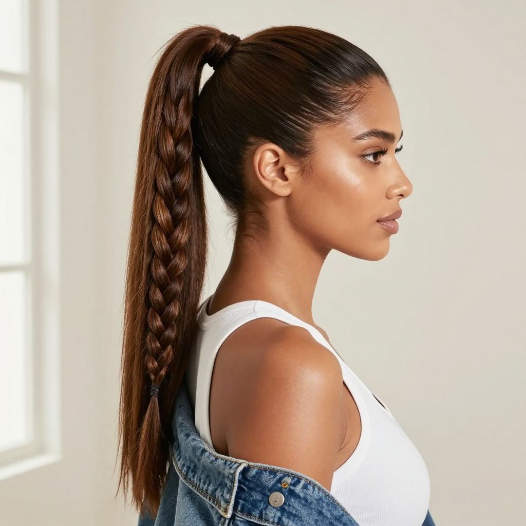 Side Braid with High Ponytail Combo
