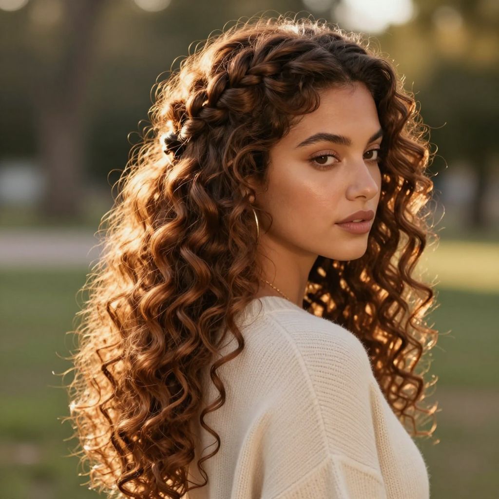 Side Braid with Curly Hair Celebration