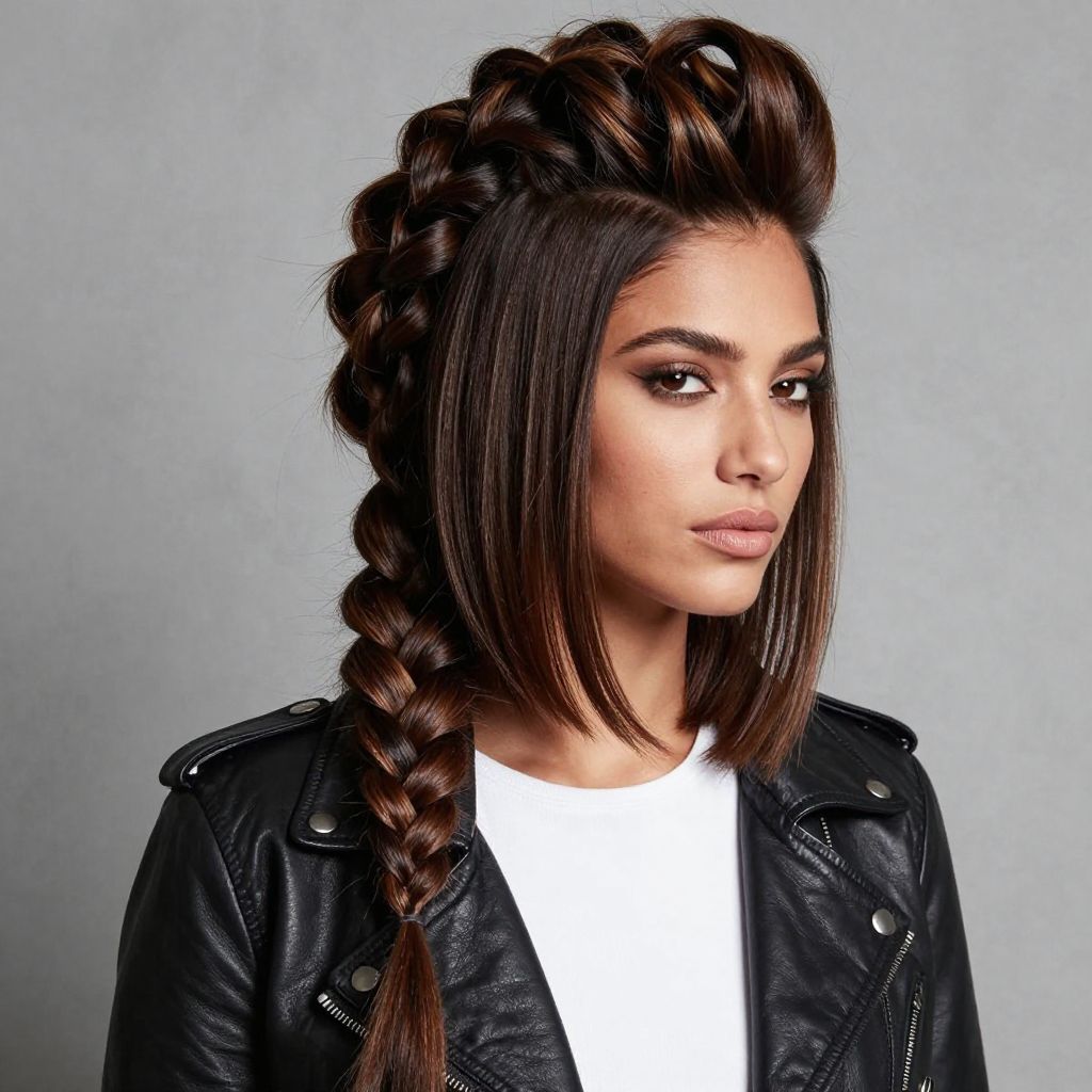 Side Braid with Mohawk-Inspired Volume
